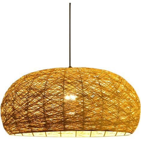Ortviai Suspension en bambou tissé main – Lampe suspendue élégante et chaleureuse pour salle à manger, salon ou restaurant (1/5)