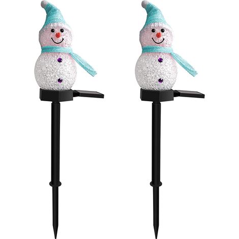 Lot de 2 guirlandes bonhomme de neige, éclairage solaire LED, résistant à l'eau, pour jardin et allée de Noël (1/5)