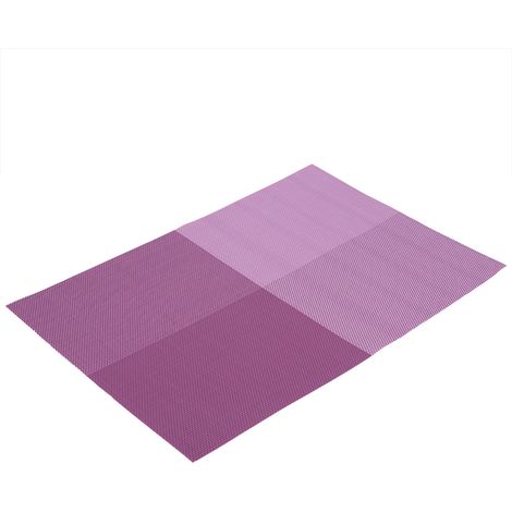 Juego de 4 manteles individuales rectangulares de PVC, con estampado de cuadros morados, impermeables, para el hogar y restaurantes. (1/5)
