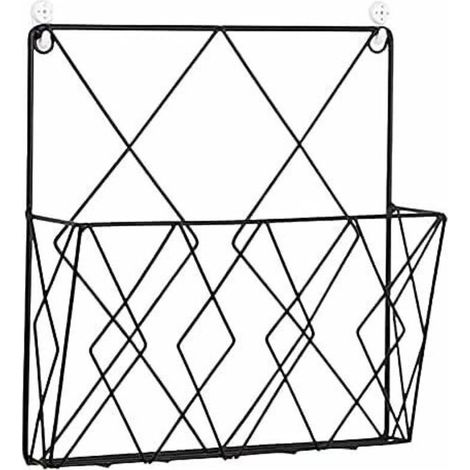 Porte Revues Suspendu Porte Magazine Metal, Porte-journaux à Journaux Porte Revue Mural avec 2 Crochets pour Magazines, Livres Et Documents De Bureau (Noir) (1/5)