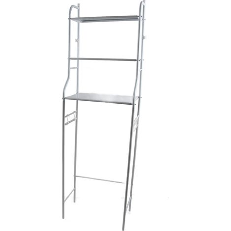 Étagère de salle de bain à 3 niveaux, grande capacité, bonne stabilité, gain de place, en métal, pour cuisine, toilettes, machine à laver, blanche (1/5)