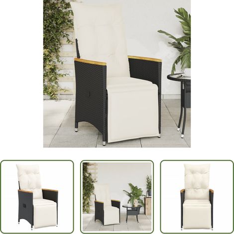 Chaise inclinable - Chaise inclinable de jardin avec coussins noir résine tressée (1/5)
