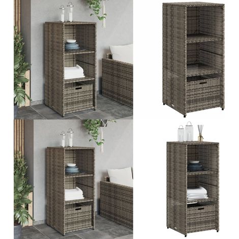 Armadietto Portaoggetti Giardino Grigio 50x55x115cm Polyrattan - Armadietto portaoggetti - Armadietto esterno