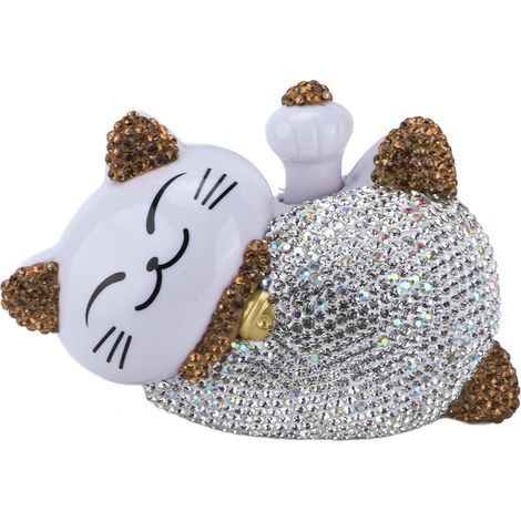 Chaton Chanceux Décor Intérieur Voiture Strass Ornements Tableau de Bord Universel Figurine Or Champagne (1/5)