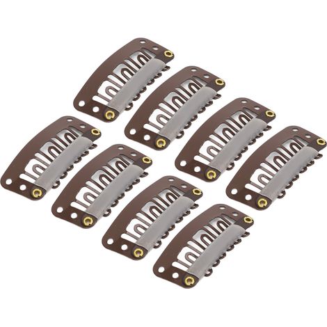 100 attaches à cheveux en U 6 dents 3,2cm, barrettes de fixation puissantes marron pour chapeaux et perruques (1/5)