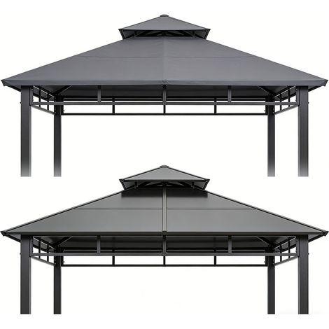 2er-Set ersatzdach für Metallpavillon 3x3m, Dunkelgrau, wetterfestes Polyester, ideal für Garten & Terrasse
