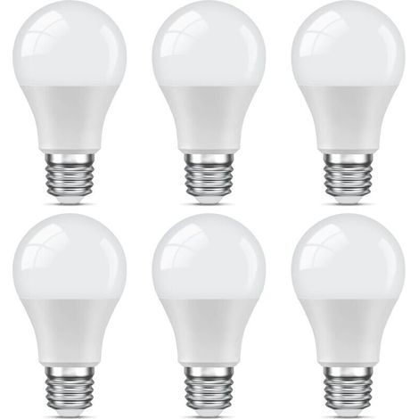 LED E27 Kaltweiß, 9 W (entspricht 60 W), 6000 K, 806 lm, Standard-A60-Glühbirne mit Schraubsockel, nicht dimmbar, flimmerfrei, 220–240 V, für Zuhause, Restaurant, Café, Bar, 6er-Pack – LIAIKI