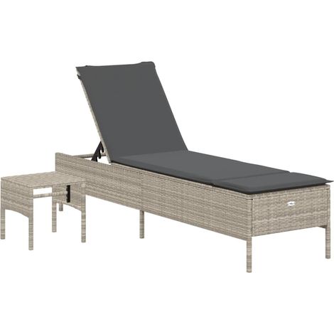 Maison Exclusive - Sonnenliege mit Tisch und Auflage Hellgrau Pol
