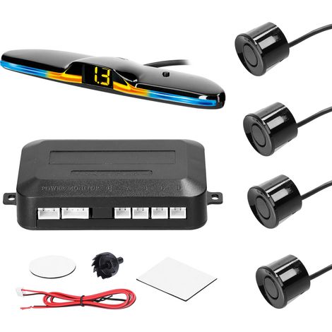 Sistema de seguridad para bicicleta trasera con 4 sensores, detección de distancia, pantalla LED, indicador de distancia y aviso acústico. (1/5)