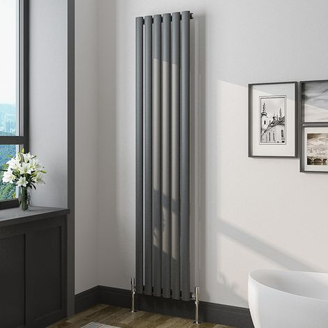 Oval Column Radiator 1600x354mm Anthracite Vertical Radiator Single Modern Central Heating Radiators