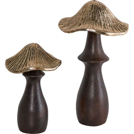 Set di 2 figure decorative Funghi ornamentali per scaffale espositivo Nero e oro Dubljani