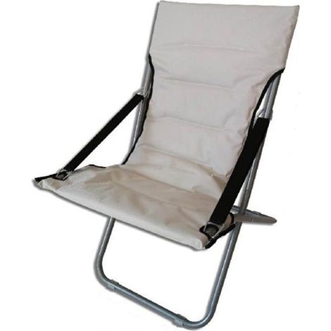 TrAdE Shop Traesio - Sedia Sdraio Canapone Crema In Poliestere Imbottita Pieghevole Giardino Veranda 281028 - (1/3)