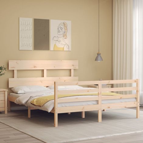 Bed Frame without Mattress King Size Solid Wood vidaXL (1/5)