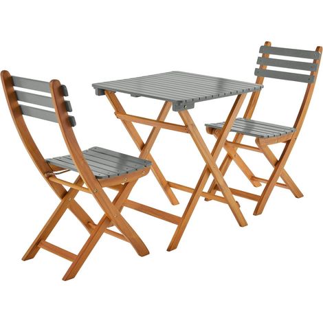 sweeek - Gartentisch aus Akazienholz, 2 Klappstühle