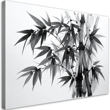 Wandbild Bambusblätter schwarz-weiß 60x40 cm (1/5)