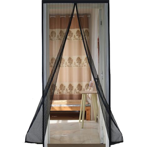 Moustiquaire magnétique de porte, fermeture automatique, kit d'installation et bande adhésive inclus, 120x220 cm, noire. (1/5)