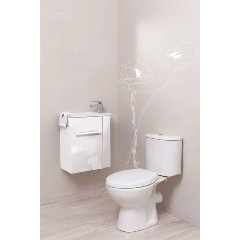 ONDEE - Lavamanos compacto SAM - 40cm - Blanco - Lacado - Entregado en kit