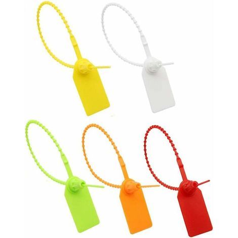 Étiquettes d'attache de câble, 100 étiquettes d'attache de câble en plastique, étiquette de marque autobloquante, pour vêtements, chaussures, sacs à main, étiquettes de transport logistique (différent (1/4)