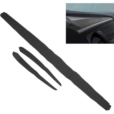 (T04) Alcantara-Türverkleidung, Armaturenbrett- und Armlehnenverkleidung für Tesla Model 3/Y 2019–2023, schwarz (1/5)