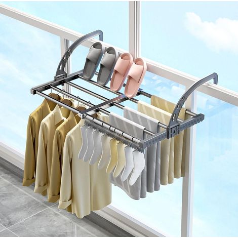 Wäscheleine zum Aufhängen für Balkon/Heizkörper/Wand, Teleskop-Wäschetrockner (Länge: 38-55 cm)