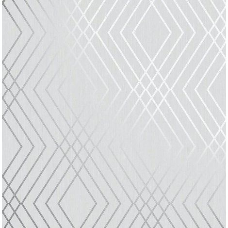 Shard Trellis Wallpaper Silver Grey Geometric Metallic Fine Decor (1/3)