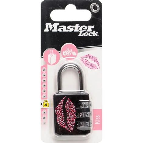 Master Lock 1509EURDKISS Candado con Combinación con Diseños Estampados, Labios, 6,2 x 3,2 x 1,4 cm