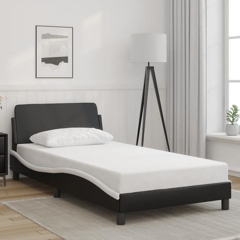 Bettgestell "Dover" Schwarz und Weiß 100x200 cm Kunstleder (1/5)
