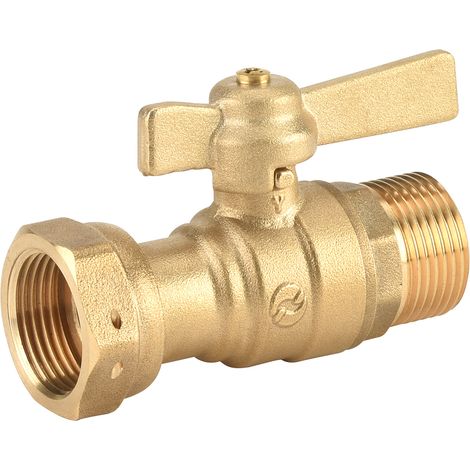 Robinet compteur DN15 droit - écrou 3/4" manette laiton 2/3-1/3 - Série 649 EP 20x27 - M 20x27