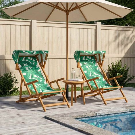 vidaXL Silla de terraza 2 pcs 3 Posición Madera de Eucalipto Maciza (1/5)