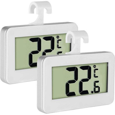 Lot de 2 Thermomètre, Écran LCD Digital, Magnétique, Support, Crochet rétractable, Réfrigérateur congélateur (1/5)