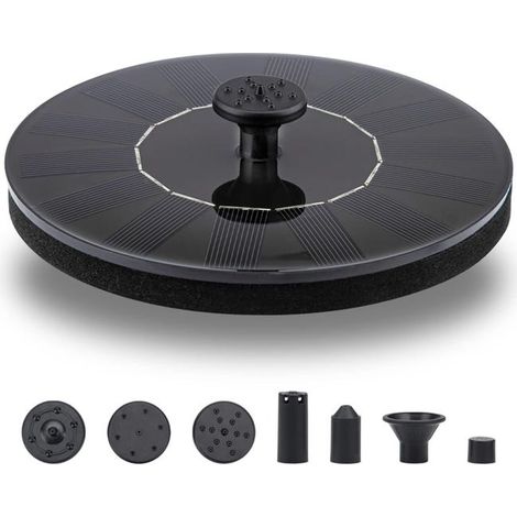 Pompe de fontaine solaire 1,5 W, pompe submersible avec panneau solaire renforcé, fontaine d'extérieur pour jardin et bassin (1/4)