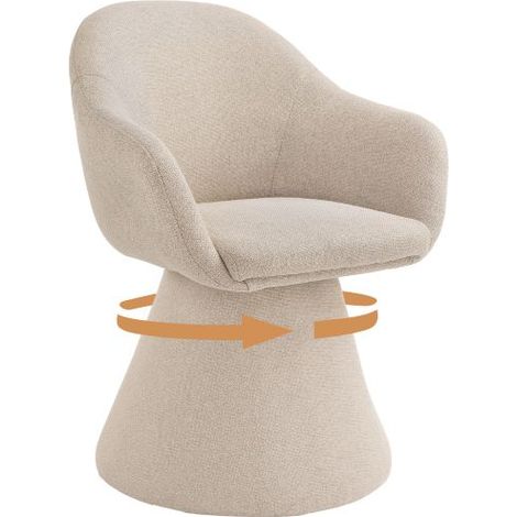 GOEURVANT Tela Silla de comedor Beige, Set de 1, giratoria 360°, silla tipo capullo ergonómica con base tapizada y acolchado denso (1/5)