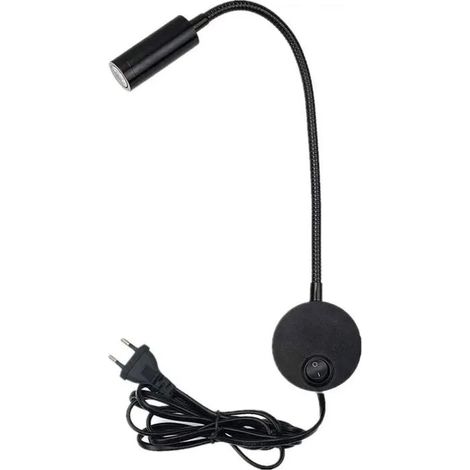 Lampe de Lecture Murale Flexible 3W Applique Gooseneck avec Interrupteur MarcheArrt Noir et Blanc Chaud Odipie (1/4)