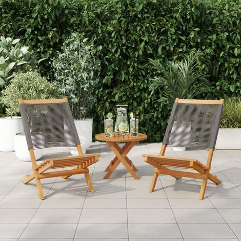 Lot de 2 Chaises de jardin,Chaise d'extérieur gris bois d'acacia et polypropylène CFW3093661 (1/5)
