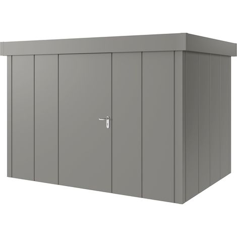 Hörmann Metall-Gerätehaus "Juno" mit Flachdach, JFD12 - Design, 310 x 214 cm (B x T), graualuminium, 1-flüglige Tür, Anschlag links (1/5)