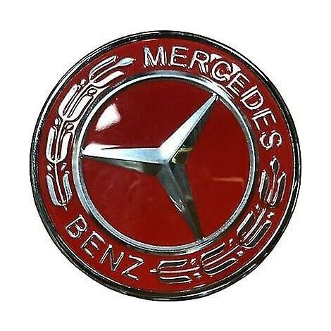 Bonnet Badge Emblème 57mm Rouge/argent Mercedes Bonnet Benz Laurel