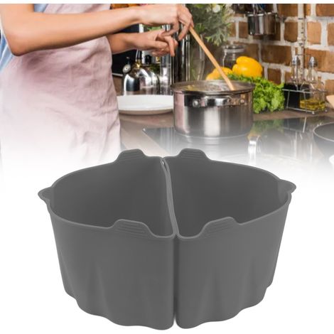 Revestimiento de silicona reutilizable para ollas, 6-7 l, gris, dos líneas, protege la base, resistente a los arañazos, cocción suave, olla, cacerola, separador para dos ollas (1/5)