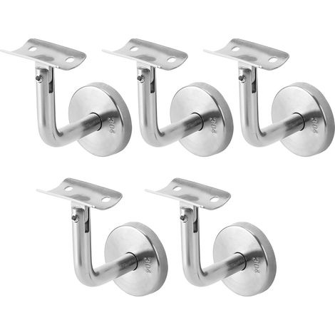 Randaco 5PCS Supporto corrimano acciaio inox 304 Vite fissa supporto corrimano curvo per scale e corridoi interni ed esterni