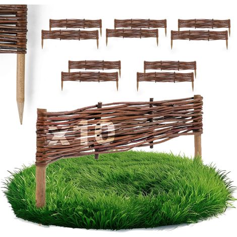 Lot de 10 Bordures Osier Bogateco Saule Naturel 60x10 cm (1/5)