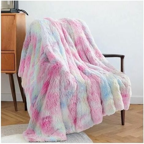 Couverture En Peluche Fausse Fourrure - 130 x 160 cm - Pour Canapé Lit Salon Chambre - 1 Pièce