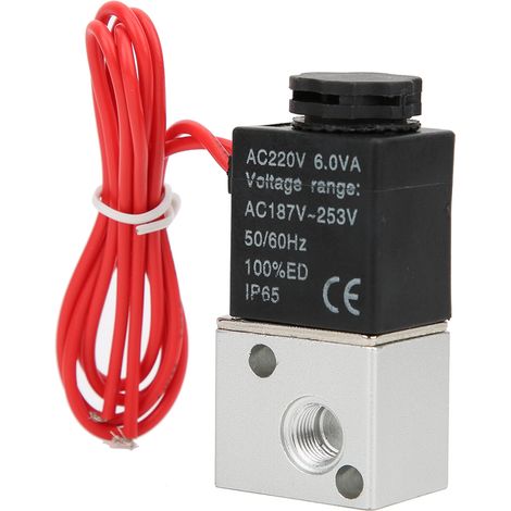 Électrovanne à action directe pour eau, air et huile, 2 positions, 3 voies, corps en alliage d'aluminium, G1/8 po (220 V CA)