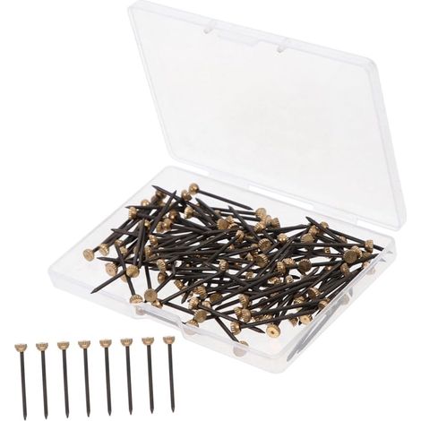 Juego de 100 clavos para colgar cuadros, clavos de cabeza redonda para colgar fotos y obras de arte, accesorios resistentes para la decoración de paredes, compatibles con paredes y (1/5)