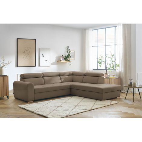 BOBOCHIC - Canapé d'angle convertible coffre ARMAND Angle droit Taupe (1/5)
