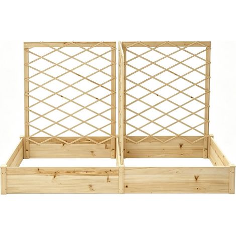 Fioriera rialzata in legno con 3 grigliati modulari 222 x 114 x 109 cm HOMVRA (1/5)