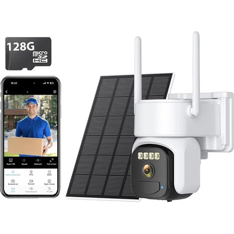 Caméra de Surveillance extérieure sans Fil Solaire 5K 10 MP avec Double Objectif, Double écran, Suivi Automatique et Zoom numérique 5X.(5MP Add 128G Card) (1/5)