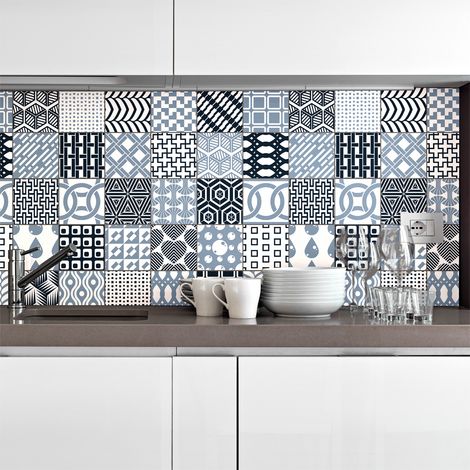 Sticker Mural Carrelage adhésif Cuisine Salle de Bain - 30 STICKERS CARRELAGES SCANDINAVE HELSINGBORG - 30stickers10x10cm (1/5)
