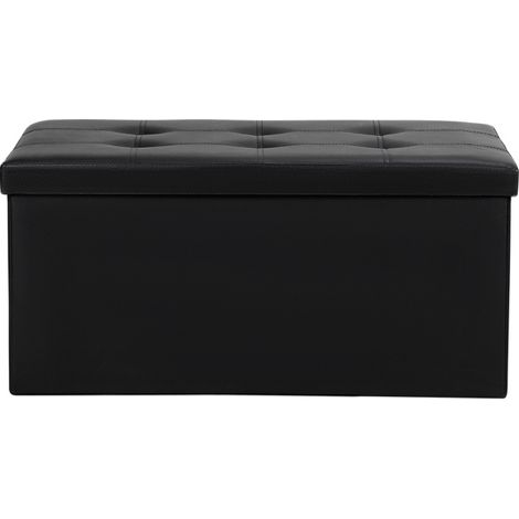 SWANEW Sgabello 76cmx38cmx38cm Panca pieghevole Storage Chest Footstool Repose Feet Sofa Ottoman con Rangemen Chest Nero (1/5)