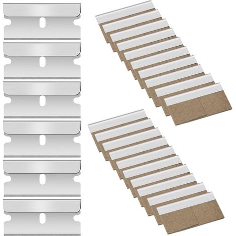 20 pièces Lame Grattoir de Rechange, Grattoir Vitre, Grattoir Vitrocéramique, Racloir, Racloir Vitrocéramique, Métal Lames Rechange Pour Grattoir, Avec emballage indépendant,40 20 mm (1/5)