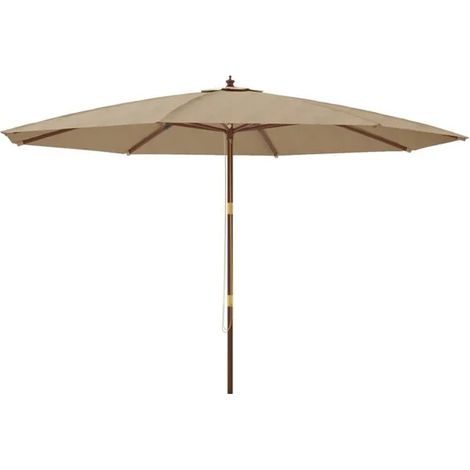 Parasol de jardin avec mât en bois gris-brun, 400 x 273 cm (1/5)