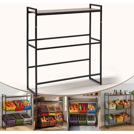 Étagère pour caisses de boissons à 3 niveaux – Pour 6 caisses – 50 kg par niveau – 104 x 32 x 116 cm – Noir – Home Nature Wohnkonzept (1/5)